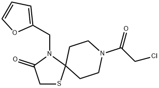 1-Thia-4,8-diazaspiro[4.5]decan-3-one, 8-(2-chloroacetyl)-4-(2-furanylmethyl)- Structure