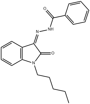 Benzoic acid, (2Z)-2-(1,2-dihydro-2-oxo-1-pentyl-3H-indol-3-ylidene)hydrazide 구조식 이미지