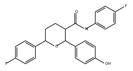 2H-Pyran-3-carboxamide, N,6-bis(4-fluorophenyl)tetrahydro-2-(4-hydroxyphenyl)- 구조식 이미지