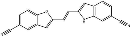 1H-Indole-6-carbonitrile, 2-[(1E)-2-(5-cyano-2-benzofuranyl)ethenyl]- Structure