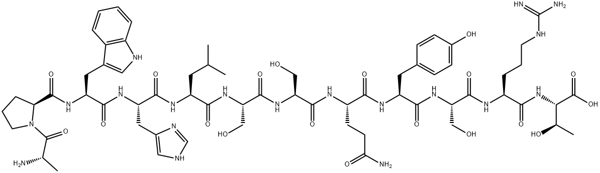 L-Threonine, L-alanyl-L-prolyl-L-tryptophyl-L-histidyl-L-leucyl-L-seryl-L-seryl-L-glutaminyl-L-tyrosyl-L-seryl-L-arginyl- Structure