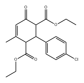 4-Cyclohexene-1,3-dicarboxylic acid, 2-(4-chlorophenyl)-4-methyl-6-oxo-, 1,3-diethyl ester 구조식 이미지