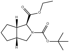 Cyclopenta[c]pyrrole-1,2(1H)-dicarboxylic acid, hexahydro-, 2-(1,1-dimethylethyl) 1-ethyl ester, (1S,3aR,6aS)- Structure