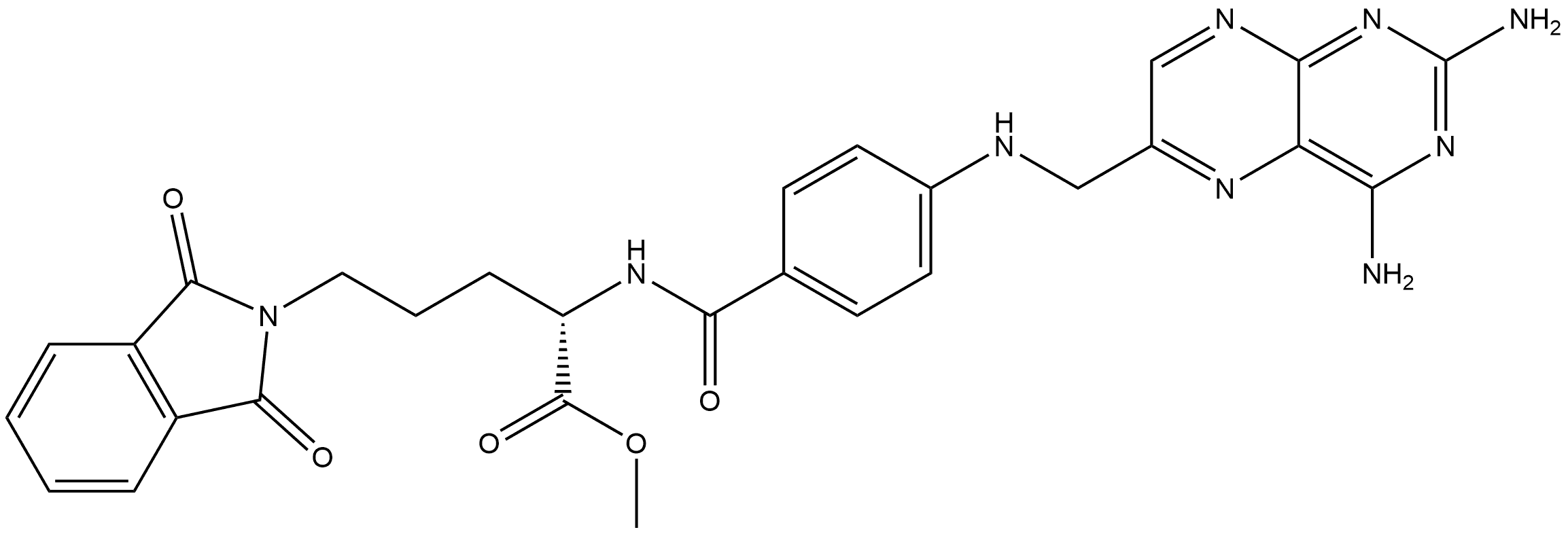 2H-Isoindole-2-pentanoic acid, α-[[4-[[(2,4-diamino-6-pteridinyl)methyl]amino]benzoyl]amino]-1,3-dihydro-1,3-dioxo-, methyl ester, (αS)- Structure