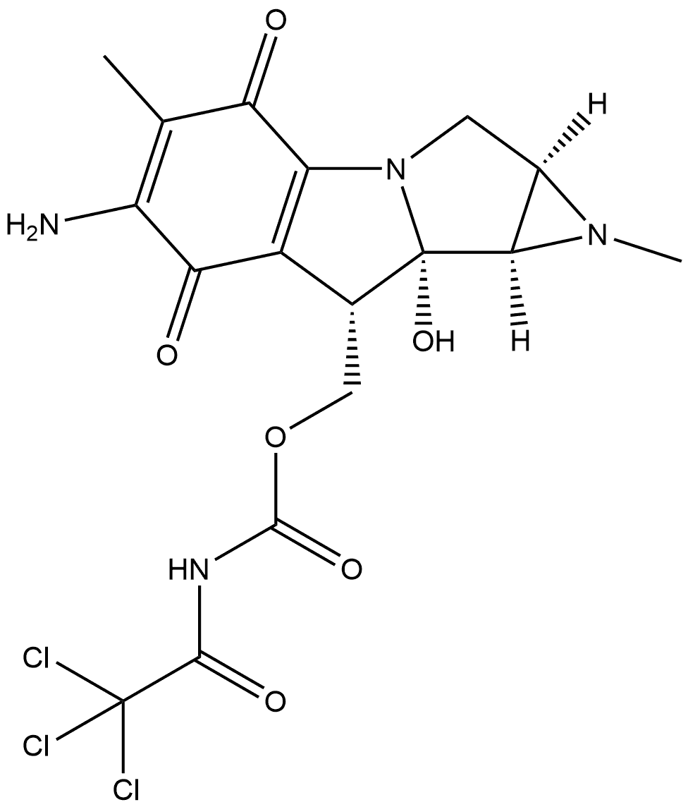 Carbamic acid, (trichloroacetyl)-, (6-amino-1,1a,2,4,7,8,8a,8b-octahydro-8a-hydroxy-1,5-dimethyl-4,7-dioxoazirino[2'.3':3,4]pyrrolo[1,2-a]indol-8-yl)methyl ester, [1aS-(1aα,8α,8aα,8bα)]- (9CI) Structure