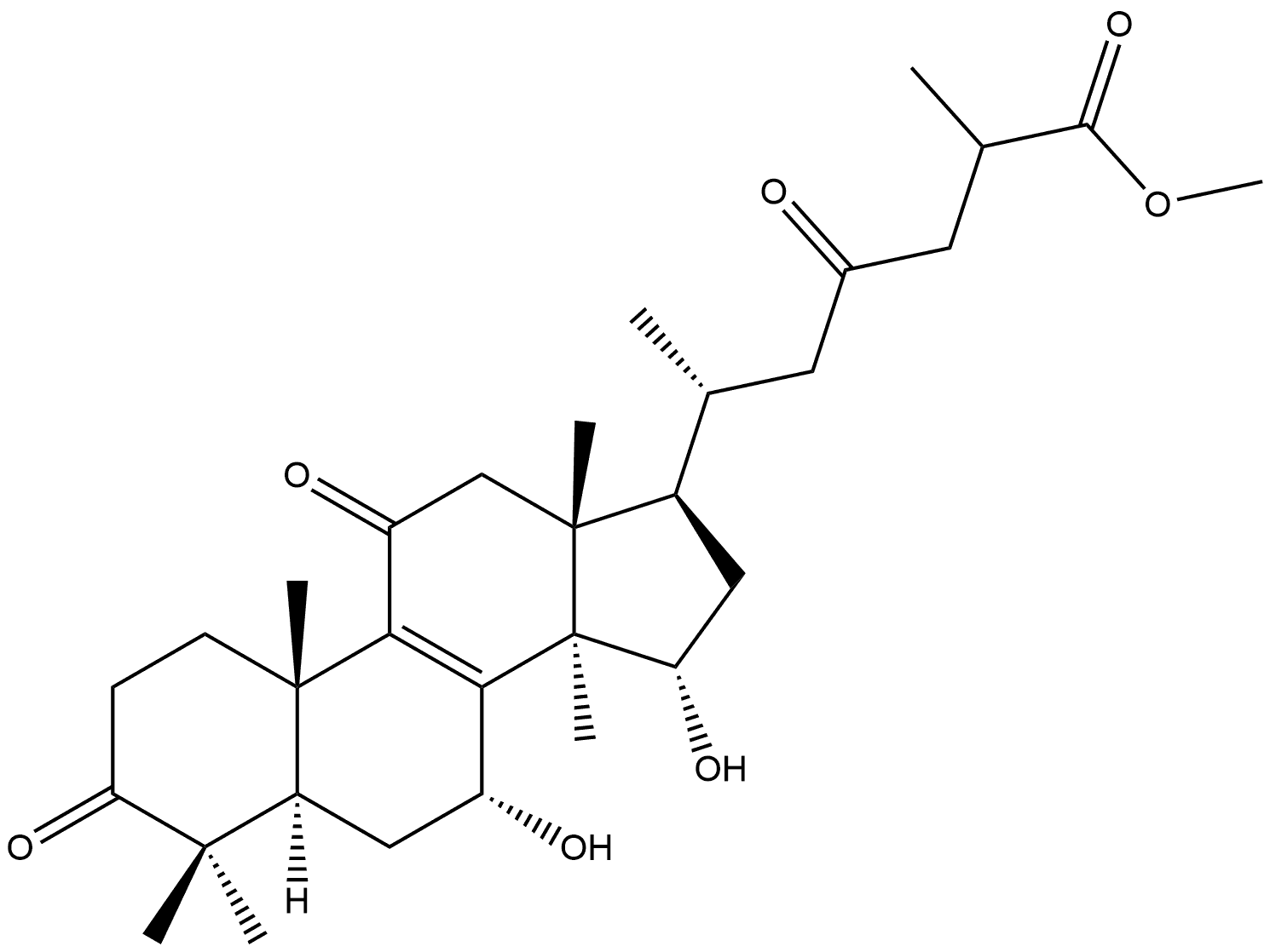 Lanost-8-en-26-oic acid, 7,15-dihydroxy-3,11,23-trioxo-, methyl ester, (7α,15α)- (9CI) 구조식 이미지