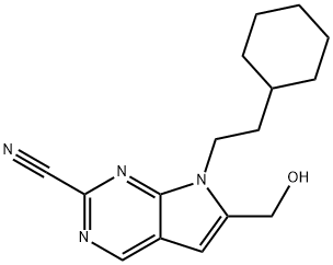 7H-Pyrrolo[2,3-d]pyrimidine-2-carbonitrile, 7-(2-cyclohexylethyl)-6-(hydroxymethyl)- 구조식 이미지