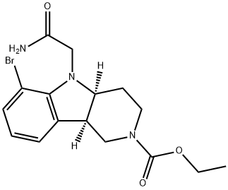 2H-Pyrido[4,3-b]indole-2-carboxylic acid, 5-(2-amino-2-oxoethyl)-6-bromo-1,3,4,4a,5,9b-hexahydro-, ethyl ester, (4aS,9bR)- Structure