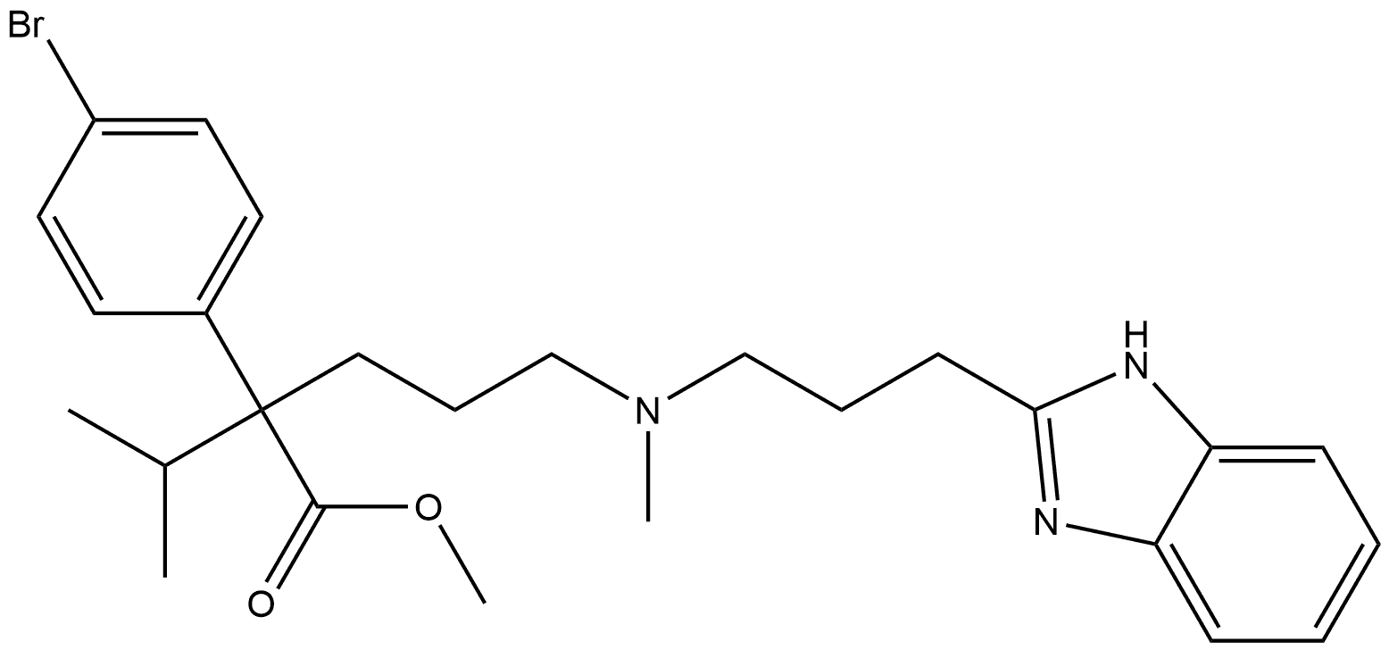 Benzeneacetic acid, α-[3-[[3-(1H-benzimidazol-2-yl)propyl]methylamino]propyl]-4-bromo-α-(1-methylethyl)-, methyl ester Structure