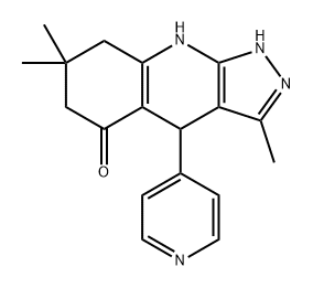 5H-Pyrazolo[3,4-b]quinolin-5-one, 1,4,6,7,8,9-hexahydro-3,7,7-trimethyl-4-(4-pyridinyl)- 구조식 이미지