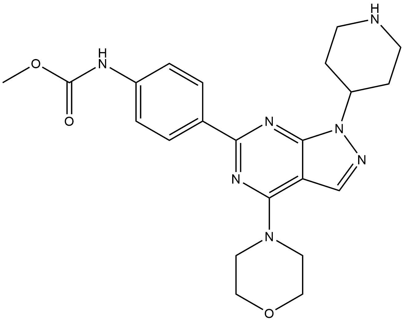 Methyl N-[4-[4-(4-morpholinyl)-1-(4-piperidinyl)-1H-pyrazolo[3,4-d]pyrimidin-6-yl]phenyl]carbamate Structure