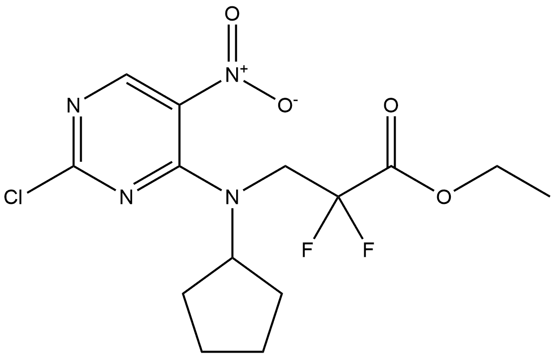Propanoic acid, 3-[(2-chloro-5-nitro-4-pyrimidinyl)cyclopentylamino]-2,2-difluoro-, ethyl ester 구조식 이미지