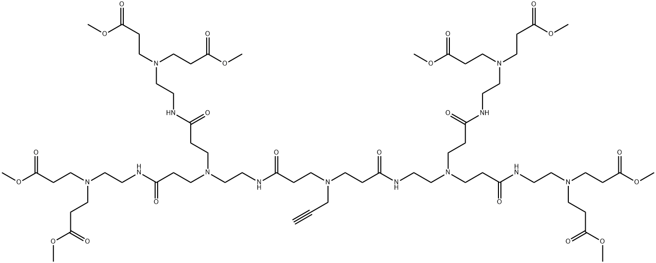 4,7,11,14,18,22,25,29,32-Nonaazapentatriacontanedioic acid, 11,25-bis[3-[[2-[bis(3-methoxy-3-oxopropyl)amino]ethyl]amino]-3-oxopropyl]-4,32-bis(3-methoxy-3-oxopropyl)-8,15,21,28-tetraoxo-18-(2-propyn-1-yl)-, 1,35-dimethyl ester Structure