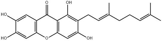 9H-Xanthen-9-one, 2-[(2E)-3,7-dimethyl-2,6-octadien-1-yl]-1,3,6,7-tetrahydroxy- 구조식 이미지