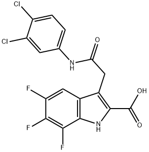 1H-Indole-2-carboxylic acid, 3-[2-[(3,4-dichlorophenyl)amino]-2-oxoethyl]-5,6,7-trifluoro- Structure