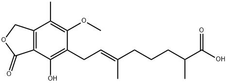 6-Octenoic acid, 8-(1,3-dihydro-4-hydroxy-6-methoxy-7-methyl-3-oxo-5-isobenzofuranyl)-2,6-dimethyl-, (6E)- Structure