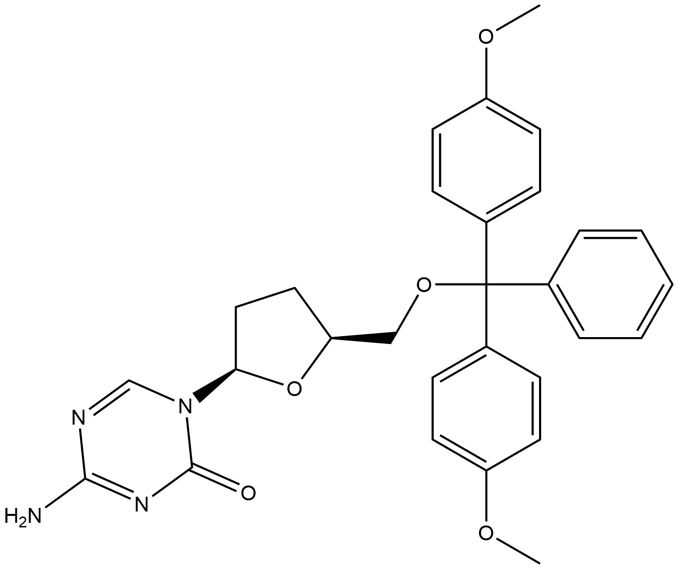 1,3,5-Triazin-2(1H)-one, 4-amino-1-[5-[[bis(4-methoxyphenyl)phenylmethoxy]methyl]tetrahydro-2-furanyl]-, (2R-cis)- (9CI) Structure