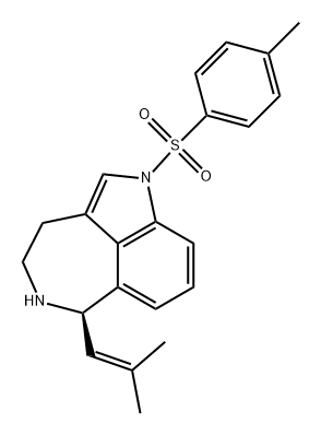1H-Pyrrolo[4,3,2-ef][2]benzazepine, 3,4,5,6-tetrahydro-1-[(4-methylphenyl)sulfonyl]-6-(2-methyl-1-propen-1-yl)-, (6R)- 구조식 이미지