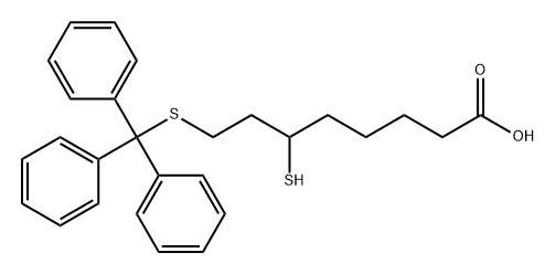 Octanoic acid, 6-mercapto-8-[(triphenylmethyl)thio]- Structure