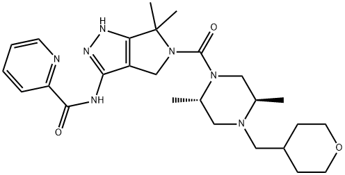 2-Pyridinecarboxamide, N-[5-[[(2S,5R)-2,5-dimethyl-4-[(tetrahydro-2H-pyran-4-yl)methyl]-1-piperazinyl]carbonyl]-1,4,5,6-tetrahydro-6,6-dimethylpyrrolo[3,4-c]pyrazol-3-yl]- Structure