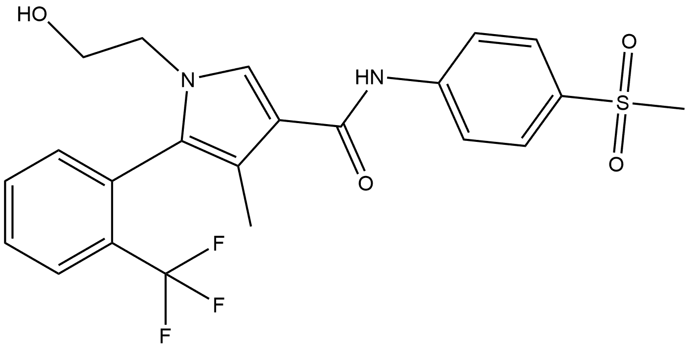 1H-Pyrrole-3-carboxamide, 1-(2-hydroxyethyl)-4-methyl-N-[4-(methylsulfonyl)phenyl]-5-[2-(trifluoromethyl)phenyl]-, (+)- Structure