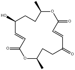 1,9-Dioxacyclohexadeca-3,11-diene-2,5,10-trione, 13-hydroxy-8,16-dimethyl-, (3E,8R,11E,13S,16R)- Structure