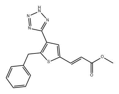 2-Propenoic acid, 3-[5-(phenylmethyl)-4-(2H-tetrazol-5-yl)-2-thienyl]-, methyl ester, (2E)- Structure