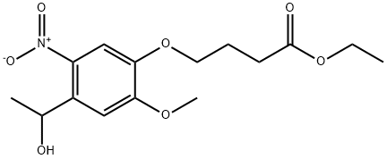 Butanoic acid, 4-[4-(1-hydroxyethyl)-2-methoxy-5-nitrophenoxy]-, ethyl ester Structure