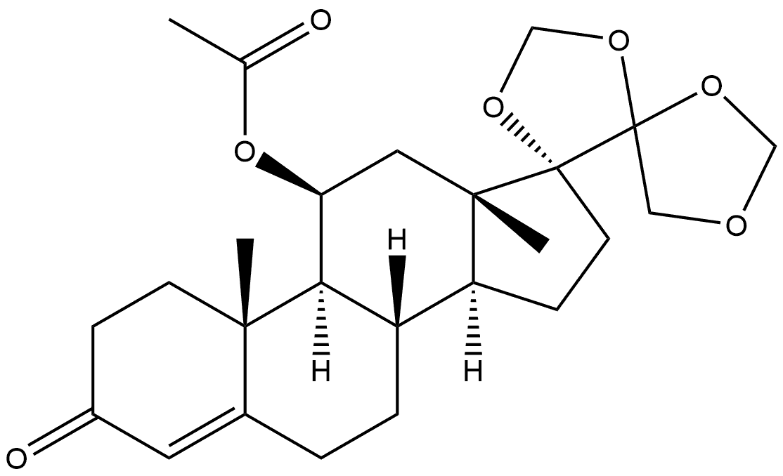 Pregn-4-en-3-one, 11-(acetyloxy)-17,20:20,21-bis[methylenebis(oxy)]-, (11β)- Structure