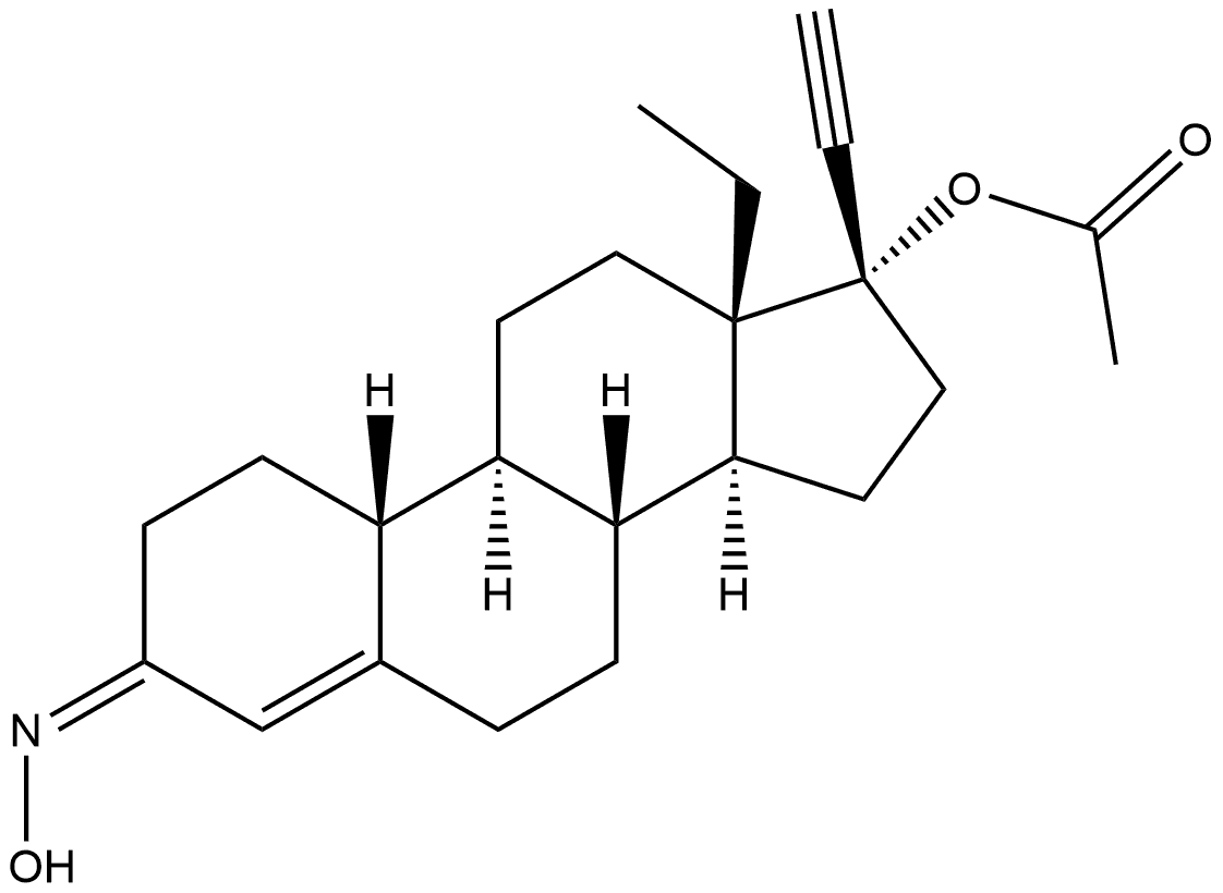 18,19-Dinorpregn-4-en-20-yn-3-one, 17-(acetyloxy)-13-ethyl-, 3-oxime, (3Z,17α)- (9CI) Structure