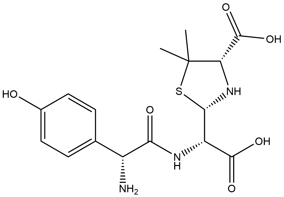 2-Thiazolidineacetic acid, α-[[(2R)-amino(4-hydroxyphenyl)acetyl]amino]-4-carboxy-5,5-dimethyl-, (αS,2S,4S)- (9CI) Structure