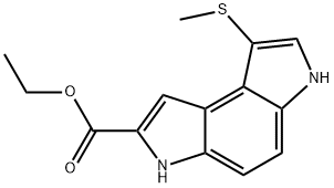 Benzo[1,2-b:4,3-b']dipyrrole-2-carboxylic acid, 3,6-dihydro-8-(methylthio)-, ethyl ester 구조식 이미지