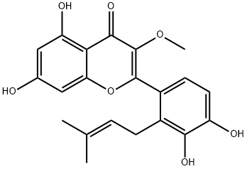 4H-1-Benzopyran-4-one, 2-[3,4-dihydroxy-2-(3-methyl-2-buten-1-yl)phenyl]-5,7-dihydroxy-3-methoxy- Structure