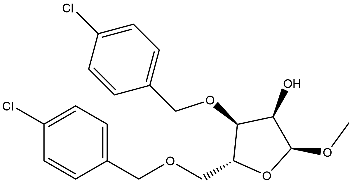 α-D-Ribofuranoside, methyl 3,5-bis-O-[(4-chlorophenyl)methyl]- Structure