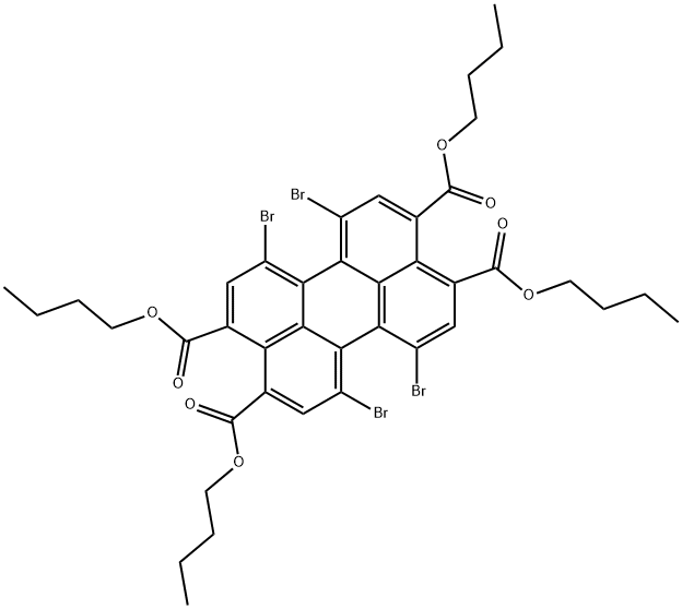 3,4,9,10-Perylenetetracarboxylic acid, 1,6,7,12-tetrabromo-, 3,4,9,10-tetrabutyl ester Structure