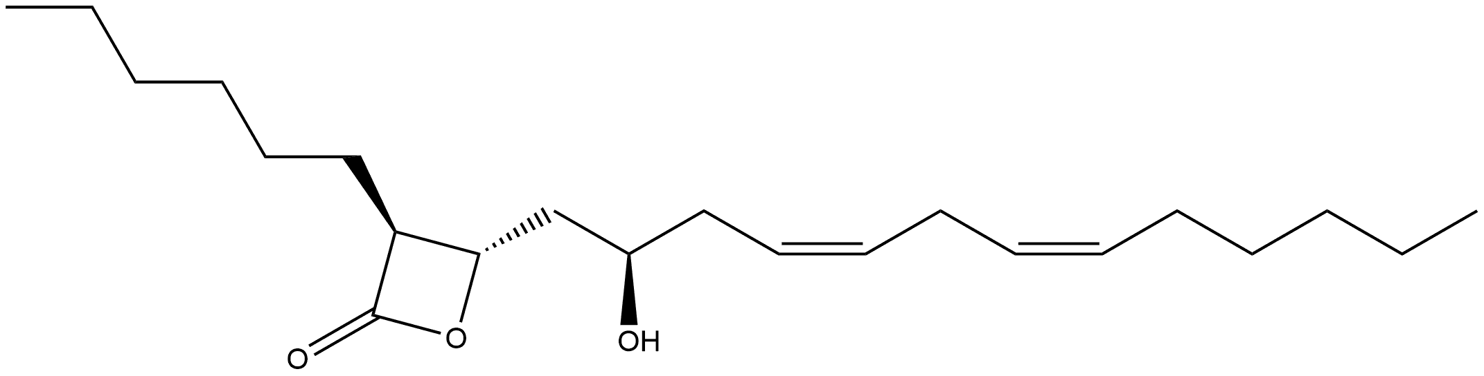2-Oxetanone, 3-hexyl-4-(2-hydroxy-4,7-tridecadienyl)-, [3S-[3α,4β(2S*,4Z,7Z)]]- (9CI) Structure