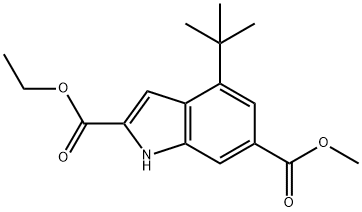 1H-Indole-2,6-dicarboxylic acid, 4-(1,1-dimethylethyl)-, 2-ethyl 6-methyl ester Structure