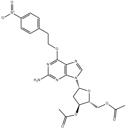 Guanosine, 2'-deoxy-6-O-[2-(4-nitrophenyl)ethyl]-, 3',5'-diacetate Structure