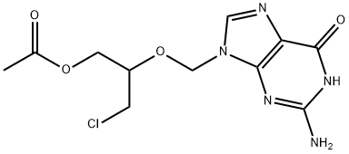 6H-Purin-6-one, 9-[[2-(acetyloxy)-1-(chloromethyl)ethoxy]methyl]-2-amino-1,9-dihydro- Structure