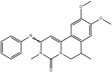 4H-Pyrimido[6,1-a]isoquinolin-4-one, 2,3,6,7-tetrahydro-9,10-dimethoxy-3,7-dimethyl-2-(phenylimino)- 구조식 이미지