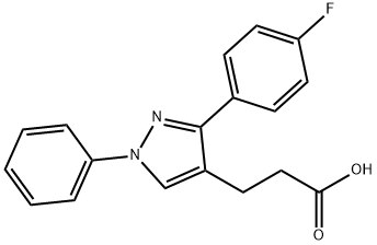 JR-6892, 3-(3-(4-Fluorophenyl)-1-phenyl-1H-pyrazol-4-yl)propanoic acid, 97% 구조식 이미지