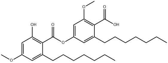 Benzoic acid, 2-heptyl-4-[(2-heptyl-6-hydroxy-4-methoxybenzoyl)oxy]-6-methoxy- Structure