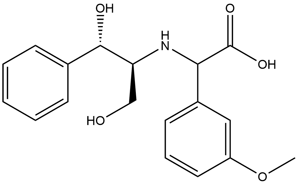 Benzeneacetic acid, α-[[2-hydroxy-1-(hydroxymethyl)-2-phenylethyl]amino]-3-methoxy-, [1S-[1R*(R*),2R*]]- (9CI) Structure