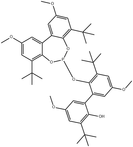 [1,1'-Biphenyl]-2-ol, 2'-[[4,8-bis(1,1-dimethylethyl)-2,10-dimethoxydibenzo[d,f][1,3,2]dioxaphosphepin-6-yl]oxy]-3,3'-bis(1,1-dimethylethyl)-5,5'-dimethoxy- Structure