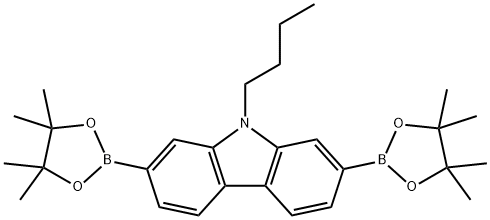 9H-Carbazole, 9-butyl-2,7-bis(4,4,5,5-tetramethyl-1,3,2-dioxaborolan-2-yl)- 구조식 이미지