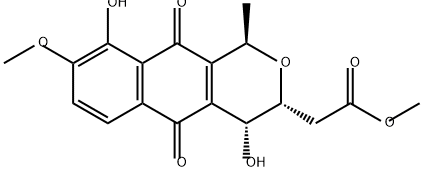 1H-Naphtho[2,3-c]pyran-3-acetic acid, 3,4,5,10-tetrahydro-4,9-dihydroxy-8-methoxy-1-methyl-5,10-dioxo-, methyl ester, (1R,3R,4R)- Structure