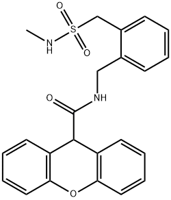 N-({2-[(methylsulfamoyl)methyl]phenyl}methyl)-9 H-xanthene-9-carboxamide 구조식 이미지