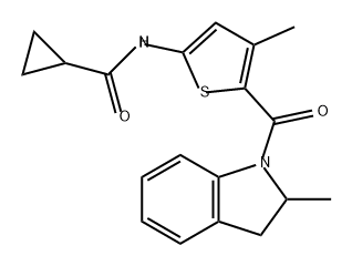 Cyclopropanecarboxamide, N-[5-[(2,3-dihydro-2-methyl-1H-indol-1-yl)carbonyl]-4-methyl-2-thienyl]- Structure