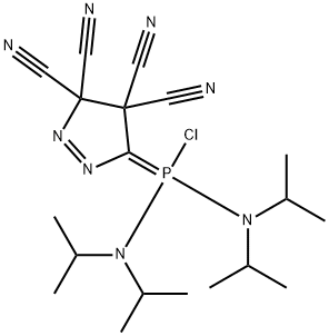 3H-Pyrazole-3,3,4,4(5H)-tetracarbonitrile, 5-[chlorobis[bis(1-methylethyl)amino]phosphoranylidene]- (9CI) Structure