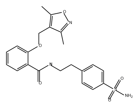 Benzamide, N-[2-[4-(aminosulfonyl)phenyl]ethyl]-2-[(3,5-dimethyl-4-isoxazolyl)methoxy]- Structure